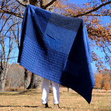 Load image into Gallery viewer, Indigo Over-dyed Cotton Patchwork Throw Quilt