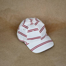 Load image into Gallery viewer, 6 Panel NY Made "BALLPARK" Japanese Linen Stripe Cap - RED