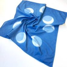 Load image into Gallery viewer, Indigo Dyed Organic Cotton Bandana - Crescent Moons