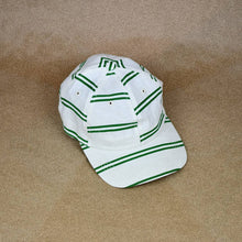 Load image into Gallery viewer, 6 Panel NY Made "BALLPARK" Japanese Linen Stripe Cap - GREEN