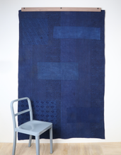 Load image into Gallery viewer, Indigo Over-dyed Cotton Patchwork Throw Quilt