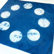 Load image into Gallery viewer, Indigo Dyed Organic Cotton Bandana - Full Moon Design