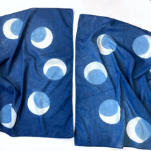 Load image into Gallery viewer, Indigo Dyed Organic Cotton Bandana - Crescent Moons