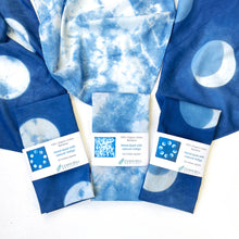 Load image into Gallery viewer, Indigo Dyed Organic Cotton Bandana - Crescent Moons
