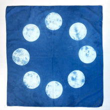 Load image into Gallery viewer, Indigo Dyed Organic Cotton Bandana - Full Moon Design
