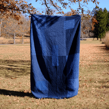 Load image into Gallery viewer, Indigo Over-dyed Cotton Patchwork Throw Quilt
