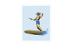 Wave Bandit Print - Surf Cowboy - Western Illustration