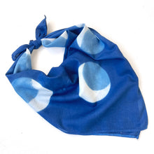 Load image into Gallery viewer, Indigo Dyed Organic Cotton Bandana - Crescent Moons
