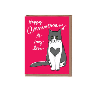 Heart Cat Anniversary Greeting Card